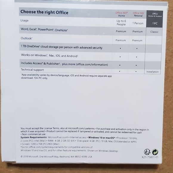 NWT- Microsoft office 2019 Home & Student. - Picture 4 of 6